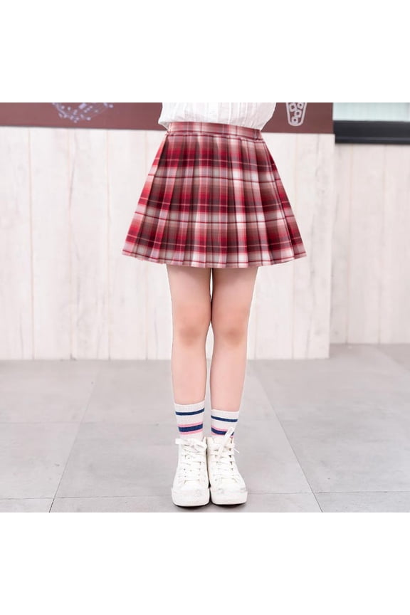 Girls Pleated Plaid Mini Skirt with Bow Cute School Style Skirt Skort Outfit