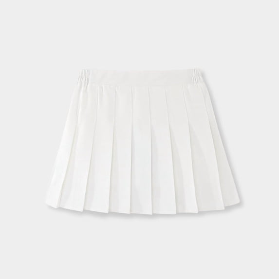 RTKFRFLM Girls Pleated School Skirt Academic Style School Uniform Skort with Safety Shorts White 17-18 Years