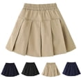 thumbnail image 1 of RTKFRFLM Girls Pleated Skirt Kids Elastic Waist School Uniform Short Skirt for Fall Dark Blue 7-8 Years, 1 of 4