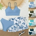thumbnail image 1 of RTKFRFLM Girls Ruffle Bikini Set 3-Piece Fashionable Beach Bathing Suit Light Blue 11Y, 1 of 5