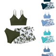thumbnail image 1 of RTKFRFLM Girls Ruffle Bikini Set 3-Piece Fashionable Beach Bathing Suit Light Blue 11Y, 1 of 5