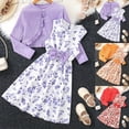 thumbnail image 1 of RTKFRFLM Girls Ruffle Sleeve Jacket and Floral Dress 2 Piece Clothing Set for Kids Sweet Princess Style Outfits for Spring School Holiday Party Daily Wear Purple 11-12 Years, 1 of 8