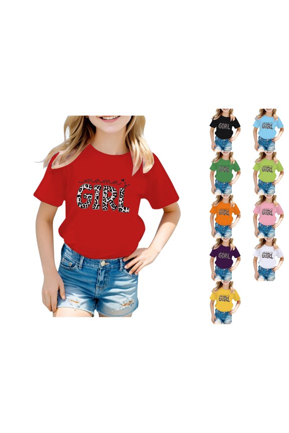 Girls Safari Leopard T-Shirt Cute Cartoon Wild Cat Graphic Loose Fit Crewneck Short Sleeve Summer Active Tee