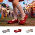 thumbnail image 1 of RTKFRFLM Girls Sequin Princess Shoes Soft Sole Formal Dress Shoes for Performance Red 6-7 Years, 1 of 3