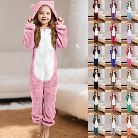 RTKFRFLM Girls Soft Onesie Warm Winter Sleepwear Romper for Youth Light Blue 11-12 Years