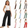 thumbnail image 1 of RTKFRFLM Girls Solid Casual Pants Soft Cotton Lounge Trousers with Comfortable Elastic Waistband for Kids Big Girls Size 4-15 Years, 1 of 8