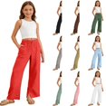 thumbnail image 1 of RTKFRFLM Girls Solid Casual Pants Soft Cotton Lounge Trousers with Comfortable Elastic Waistband for Kids Big Girls Size 4-15 Years, 1 of 8