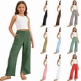 thumbnail image 1 of RTKFRFLM Girls Solid Casual Pants Soft Cotton Lounge Trousers with Comfortable Elastic Waistband for Kids Big Girls Size 4-15 Years, 1 of 8