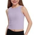 thumbnail image 1 of RTKFRFLM Girls Solid Color Tank Top Sleeveless Comfortable Cotton Cami Top Light Purple 9-10 Years, 1 of 4