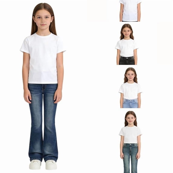 RTKFRFLM Girls Stretch Flare Jeans Fashion Slim Fit Bell Bottom Denim Pants Comfort Elastic Waist Jean Trousers for Teenagers
