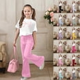 thumbnail image 1 of RTKFRFLM Girls Summer Vacation Outfit Cute Bowknot Print Fashion Top and Wide Leg Flare Pants Set Stylish 2-Piece Birthday Party Clothing for Girls 5-14 Years, 1 of 4