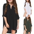 thumbnail image 1 of RTKFRFLM Girls Swimsuit Cover Up for Ages 4-13 Years Solid Color Long Sleeve Chiffon Beach Shirt Summer Sun Protection Pool Cover-Up Top Trendy Sheer Beach Dress for Girls Soft Wear, 1 of 6