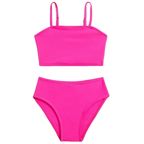 RTKFRFLM Girls Two Piece Solid Color Swimsuit Fashion Bikini Set for Big Kids and Stylish Summer Beachwear Bathing Suit Quick Dry Swim Clothing
