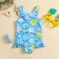 thumbnail image 1 of RTKFRFLM Infant Baby Girls Ruffle Sleeveless Swimsuit Cute Starfish Print One Piece Bikini Newborn Toddler Summer Beach Bathing Suit Soft Breathable Swimwear, 1 of 5