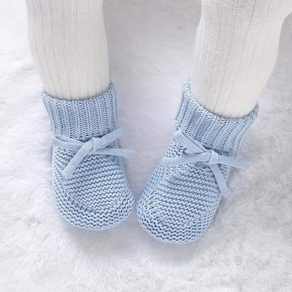 RTKFRFLM Bowknot Floor Socks Warm Knit First Walker Bootie Shoes Pink 0-3 Months