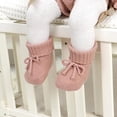 thumbnail image 1 of RTKFRFLM Bowknot Floor Socks Warm Knit First Walker Bootie Shoes Pink 0-3 Months, 1 of 6