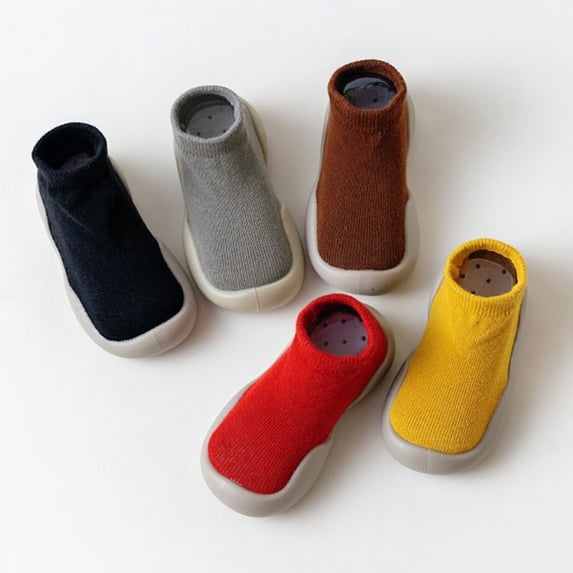 RTKFRFLM Infant Non-Slip Sock Shoes Soft Rubber Sole Indoor First Walker Shoes Brown 6-12 Months