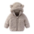 thumbnail image 1 of RTKFRFLM Infant Plush Hooded Jacket Long Sleeve Full Zip Warm Fleece Coat Beige 0-6 Months, 1 of 3