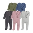 thumbnail image 1 of RTKFRFLM Ribbed Footed Romper Long Sleeve Sleep and Play Jumpsuit Grey 9-12 Months, 1 of 3