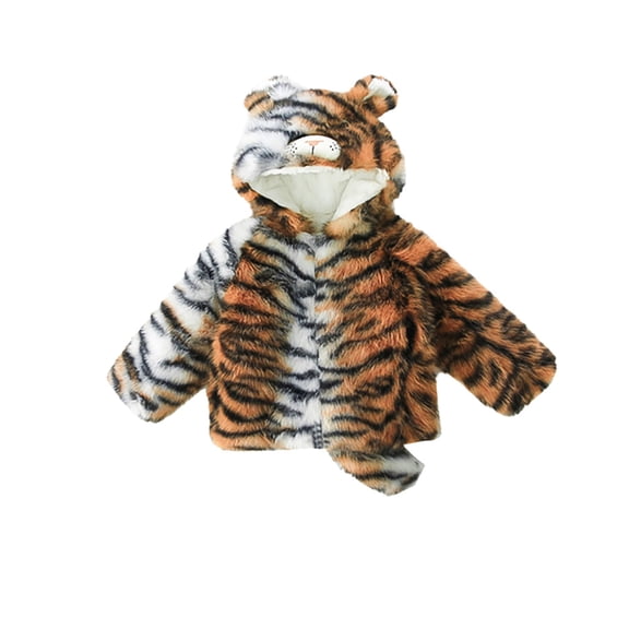 RTKFRFLM Jackets for Girls Tiger Design Thickened Warm Winter Coats Long Sleeve Cute Daily Comfortable Outerwear