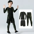 thumbnail image 1 of RTKFRFLM Kids 2-Piece Athletic Set Breathable Compression Top and Pants Suit Green 8-9 Years, 1 of 4