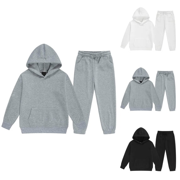 RTKFRFLM Kids 2-Piece Hoodie Set Fashionable Sweatshirt and Joggers Tracksuit Grey 6-7 Years
