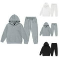 thumbnail image 1 of RTKFRFLM Kids 2-Piece Hoodie Set Long Sleeve Hooded Top and Joggers Outfit Black 6-7 Years, 1 of 3