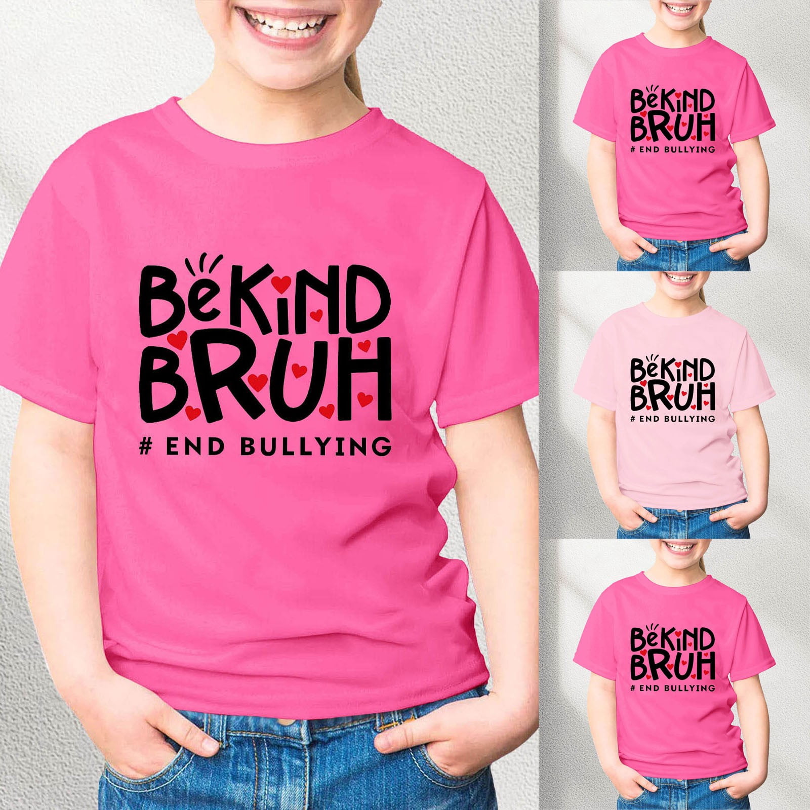 RTKFRFLM Kids Anti-Bullying Awareness Tee Pink Shirt Day Graphic T ...