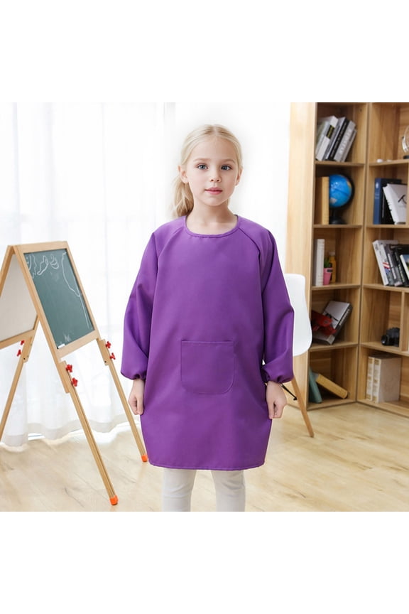 Kids Art Smock Apron Long Sleeve Painting Coverall for Preschool and Kindergarten Creative Activities