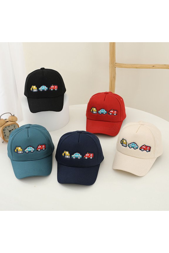 Kids Baseball Cap with Cartoon Car Embroidery Fashionable Sun Protection Hat for Boys Girls Spring Autumn Outdoor Beach Holiday Daily Wear Gear Blue 2-8 Years