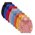 thumbnail image 1 of RTKFRFLM Kids Basic Hoodie Solid Color Cotton Blend Hooded Pullover Sweatshirt Black 8-10 Years, 1 of 3