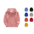 thumbnail image 1 of RTKFRFLM Kids Basic Hoodie Solid Color Cotton Blend Hooded Pullover Sweatshirt Black 8-10 Years, 1 of 4