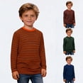 thumbnail image 1 of RTKFRFLM Kids Basic Striped Tee Long Sleeve Soft Cotton T-Shirt for Boys Girls, 1 of 5