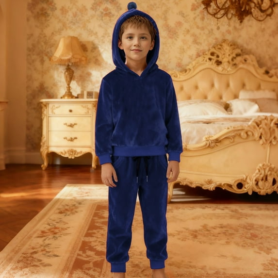 RTKFRFLM Kids Boys Girls Velvet Tracksuit Set 2-Piece Hoodie Joggers Lined Fall Winter Outfit