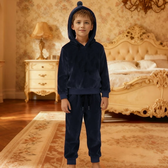 RTKFRFLM Kids Boys Girls Velvet Tracksuit Set 2-Piece Hoodie Joggers Fleece Lined Fall Winter Outfit