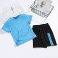 thumbnail image 1 of RTKFRFLM Kids Boys Sports Shorts Sets Active Girls Sports Suit Short Sleeve T Shirt Tops With Shorts Summer Clothing Set Jogging Football Tracksuit Quick Drying Summer Activewear Sets,Size 6-7 Years, 1 of 5
