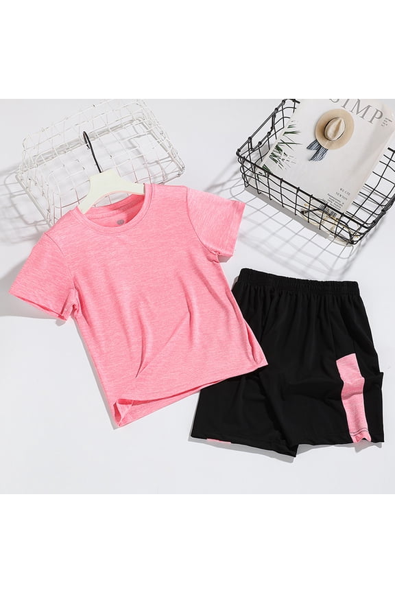Kids Boys Sports Shorts Sets Active Girls Sports Suit Short Sleeve T Shirt Tops With Shorts Summer Clothing Set Jogging Football Tracksuit Quick Drying Summer Activewear Sets,Size 7-8 Years
