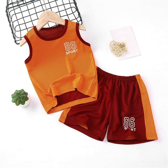 RTKFRFLM Kids Boys Sports Shorts Sets Active Shorts Sets Short Sleeve Suit Summer Quick Drying Sports Suit Girls Basketball T Shirt + Shorts Football Suit Summer Activewear Sets,Size 3-4 Years