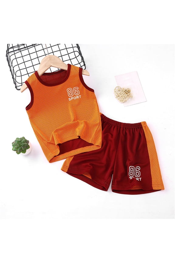 Kids Boys Sports Shorts Sets Active Shorts Sets Short Sleeve Suit Summer Quick Drying Sports Suit Girls Basketball T Shirt + Shorts Football Suit Sets Summer Activewear Sets,Size 4-5 Years