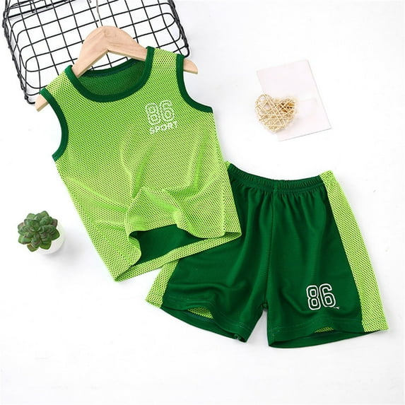 RTKFRFLM Kids Boys Sports Shorts Sets Active Shorts Sets Short Sleeve Suit Summer Quick Drying Sports Suit Girls Basketball T Shirt + Shorts Football Suit Summer Activewear Sets,Size 2-3 Years