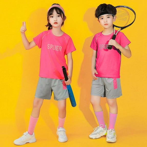 RTKFRFLM Kids Boys Sports Shorts Sets Active Shorts Sets Summer Comfortable Sweat Absorption Shirt Shorts Casual Quick Drying Sports Suit Basketball Clothing Summer Activewear Sets,Size 7-8 Years