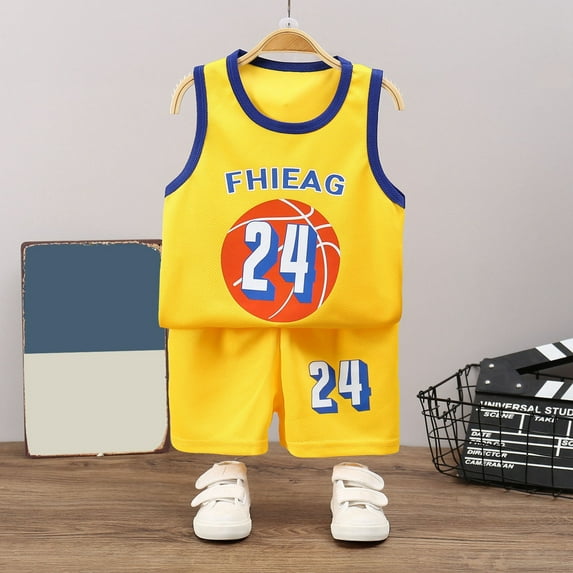 RTKFRFLM Kids Boys Sports Shorts Sets Active Shorts Sets Tank Top Shorts Clothes Baby Quick Drying Basketball Summer Activewear Sets,Size 5-6 Years