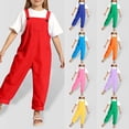 thumbnail image 1 of RTKFRFLM Kids Candy Color Overalls Jumpsuit Summer Cotton Adjustable Strap Suspender Cargo Pants Outfits for Boys Girls 3-14 Y, 1 of 4
