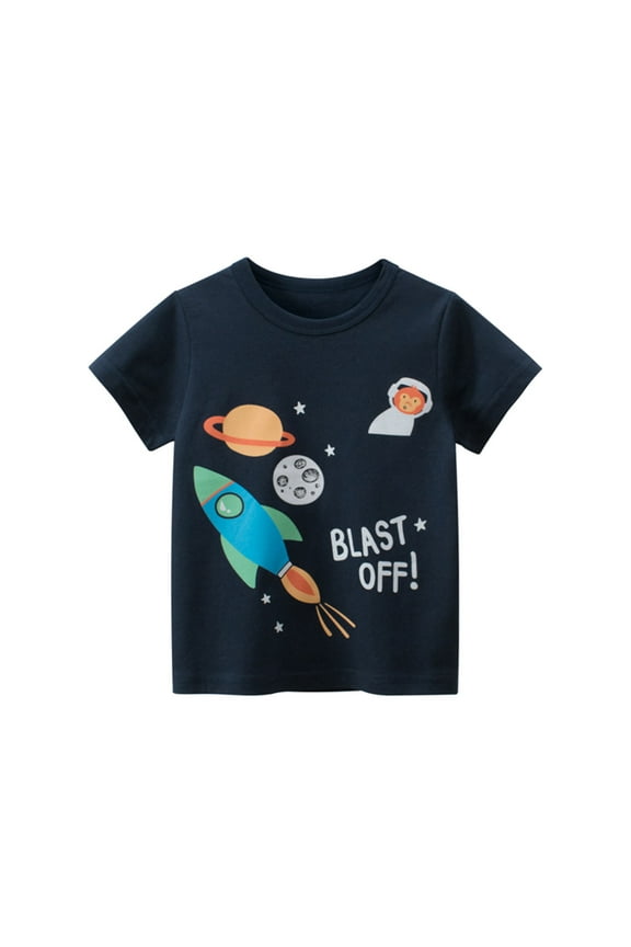 Kids' Cartoon Graphic T-Shirt Short Sleeve Cute Animal Printed Summer Top for Toddlers and Little Boys Fashionable Casual Crewneck Tee Soft Breathable Cotton Daily Clothes Ages 1-9 Years