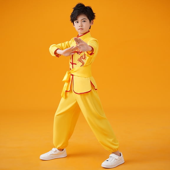 RTKFRFLM Kids Chinese Kung Fu Uniform Unisex Martial Arts Performance Suit Tai Chi Training Set for Boys Girls Students