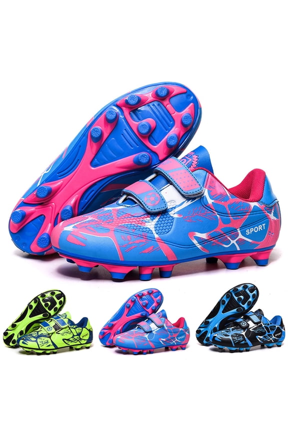 Kids Cleated Soccer Shoes Non- Professional Training Sneakers Blue 5-5.5 Years