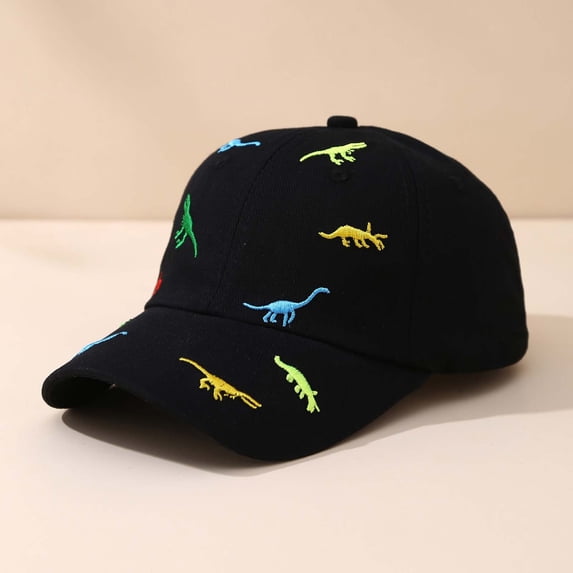 RTKFRFLM Kids Colorful Dinosaur Baseball Cap Adjustable Outdoor Sun Hat Black One Size