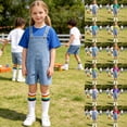 thumbnail image 1 of RTKFRFLM Kids' Denim Overall Shorts Set with Solid Color T-Shirt for Boys Girls School Stage Show 2 Piece Outfit Soft Breathable Daily Wear Trendy Elegant Clothing, 1 of 6