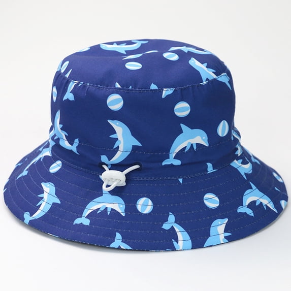 RTKFRFLM Kids Dinosaur Print Bucket Hat UV Protection Wide Brim Sun Hat Blue1 1-2 Years