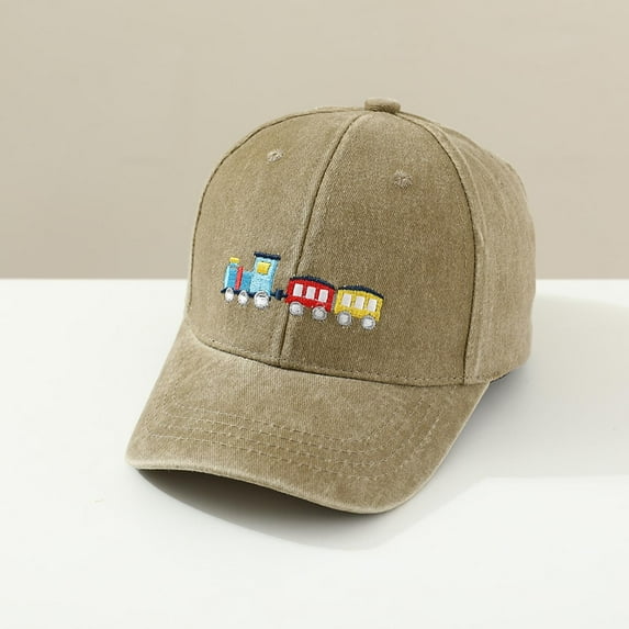 RTKFRFLM Kids Distressed Baseball Cap Vintage Washed Train Graphic Cotton Hat Blue 2-8 Years